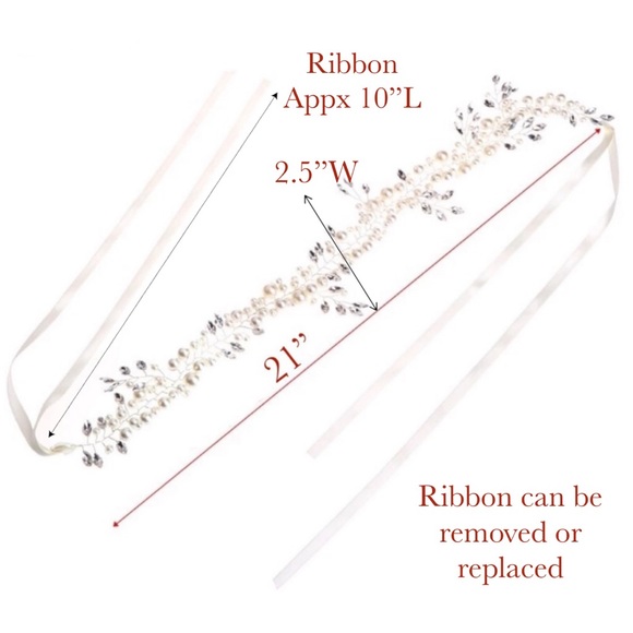 Romantic Crystal Pearl Tiara Headdress Head Chain - Picture 16 of 16